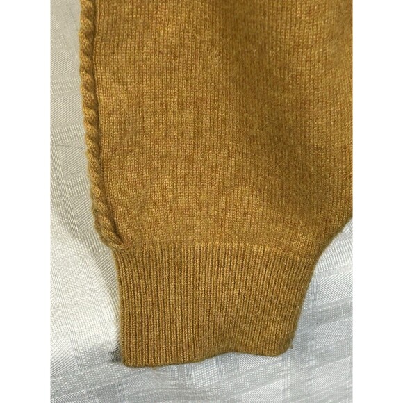 GARNET HILL Size MEDIUM Womens Mustard Yellow BRAIDED Trim 100% Cashmere Sweater - Picture 5 of 16